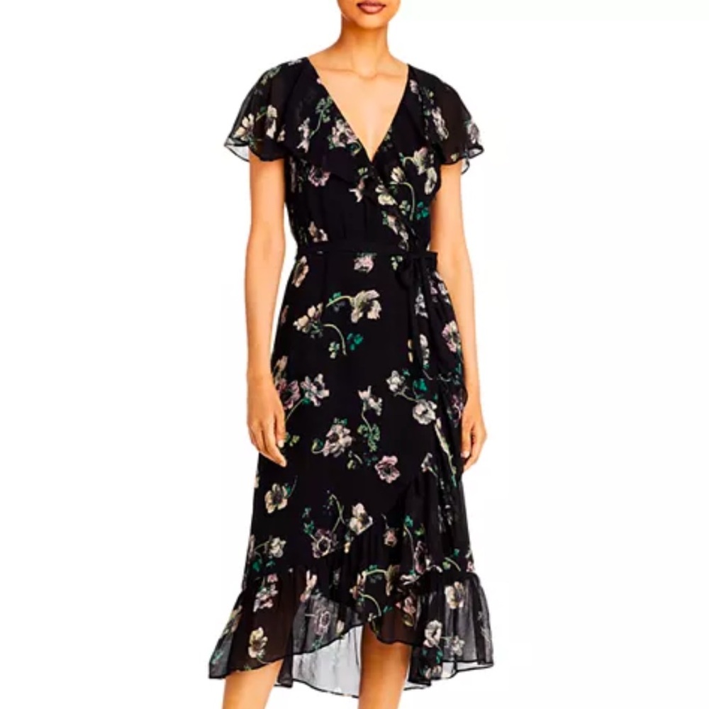 Paige Palisades Floral Print Silk Midi Dress